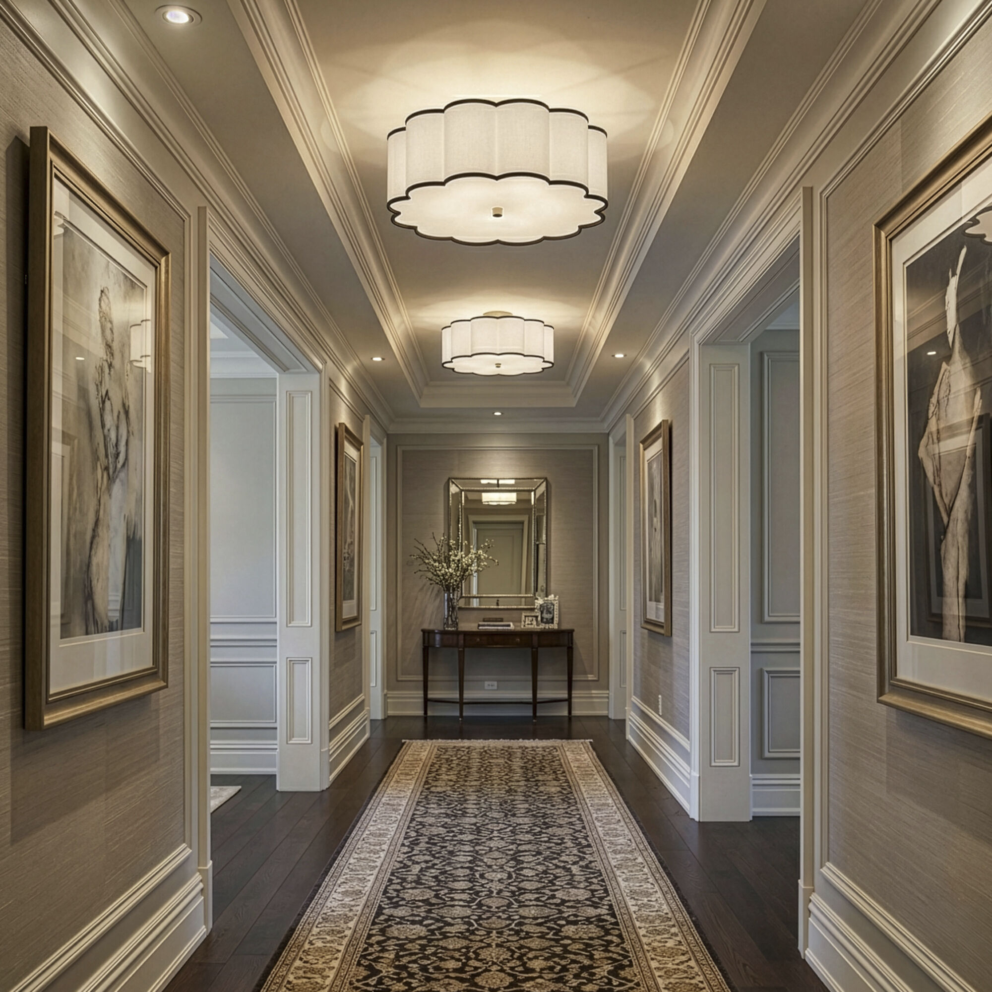 Axis 4 Light 24 inch Aged Brass Flushmount Ceiling Light